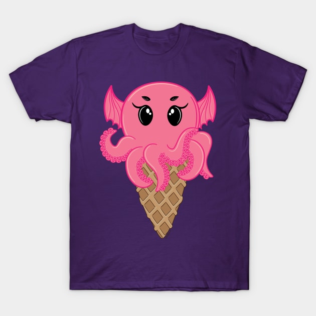 Pink Cthulhu Ice Cream T-Shirt by Desdymona